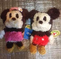 Disney ミッキー＆ミニー ぬいぐるみ 레트로