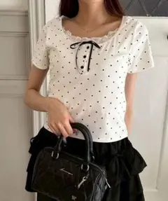 OLIVE des OLIVE ドット柄 半袖カットソー