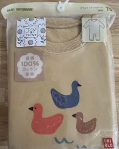 ユニクロベビー スウェットカバーオール 長袖 パジャマ 70サイズ イエロー