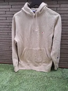 Championベージュパーカー刺繍ロゴ
