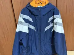 adidas ネイビー/オレンジ フード付きダウンジャケット XL