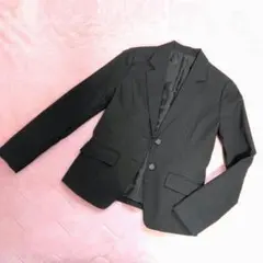 9号 美品⭐ テーラード ジャケット 黒 綿混 シングルボタン M