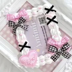 硬質ケース ホイップデコ トレカケース ギンガムチェック ハート ピンク 黒