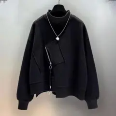 タートルネック　トレーナー　スウェット　メンズ　黒　ブラック