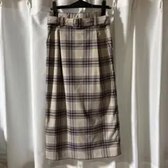 チェック柄ミディ丈スカート ベルト付きローリーズファーム