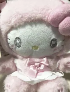 ハローキティ ビックパスケース ねこねこメイド ぬいぐるみキーホルダー サンリオ
