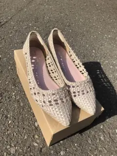 ゴールド メッシュ フラットシューズ