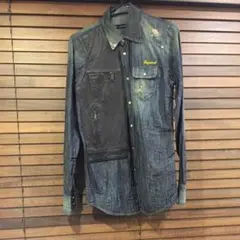 DSQUARED 2 デニムシャツ レザー 切り返し 42