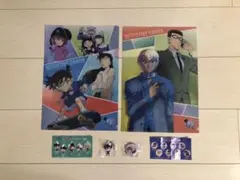 くら寿司　名探偵コナン　クリアファイル２枚+コナンラバーアクセサリ+灰原缶バッジ