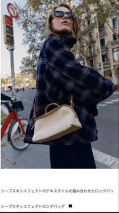 ZARA シープスキンエフェクトロングバッグ