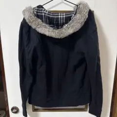 BURBERRY BLACK LABEL パーカー 黒 サイズ2 ファー付きのサムネイル