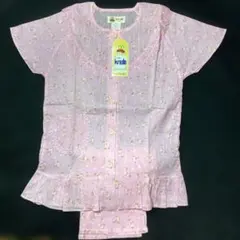 T-525女児半袖パジャマ　10歳用　日本製　綿100% 小花　ピンク