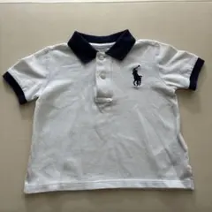 ラルフローレン　12m ポロシャツ ホワイト/ネイビー刺繍ロゴ