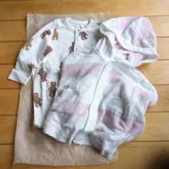新品ジェラートピケ　クマ柄ロンパースポンチョセット 80-90cm