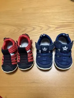 イフミー　赤と黒・紺のベビーサンダル2足セット