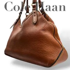 【美品】コールハーン　トートバッグ　レザー　ブラウン　肩掛け大容量　エンボスロゴ
