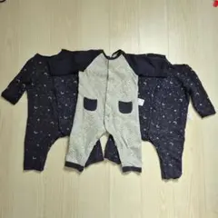 UNIQLO キルトカバーオール3着 80 星柄 ネイビー×グレー