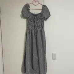 SHEIN 半袖 ロングワンピース ギンガムチェック