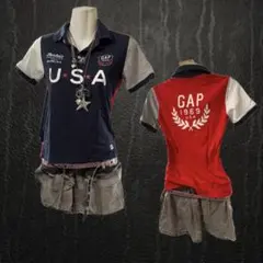 y2k 平成ギャル GAP グランジ 半袖 マクブリング ビックロゴ ポロシャツのサムネイル
