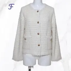 ✨極美品✨グリーンレーベルリラクシング ツイード ノーカラージャケット 金ボタン