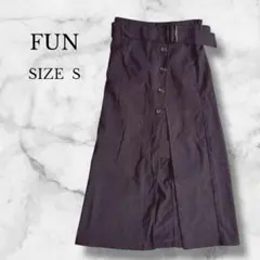 ファン FUN ロングスカート フレアスカート Aライン スリット ブラック Sのサムネイル