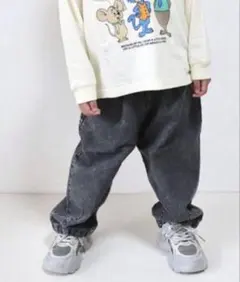 新品未開封　BREEZEパンツ 140 ルーズタックデニム　ブラック