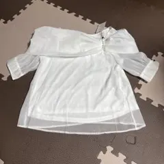 GRLホワイト シフォン シャツ リボン付き