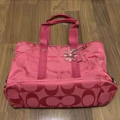 COACH トートバッグ ショルダーバッグ ピンク シグネチャー