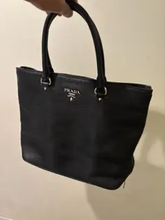 PRADA プラダ ヴィッテロダイノ レザー トートバッグ ブラックサイドジップ