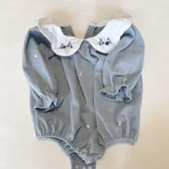 長袖ロンパース 水色 くすみブルー 80cmくらい