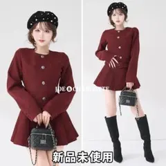 ダーリッチ darich ボックスプリーツツイードミニワンピース BRD FL