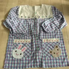 チェック柄、パープル☆スモック