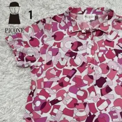 picone ピッコーネ　クラブ　柄　ロゴ　ポロシャツ　ピンク　カットソー