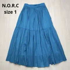 ● N.O.R.C ターコイズブルー　ロングフレアスカート　サイズ1