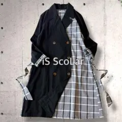 iS ScoLar チェックドッキングコート M 春 薄手 スプリングコート