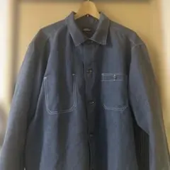 ネイビー デニム風 長袖シャツ