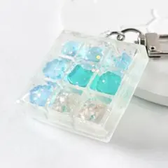 キラキラ海塗りシェイカーキーホルダー　ミニチュア　パッケージ　レジンk46