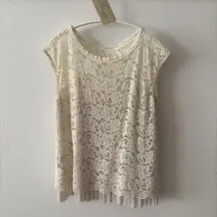 【Rouge vif】Lacheリバーシブルレースカットソー　シャンパンベージュ
