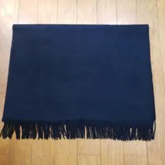 LANCEL ウールカシミヤ混フリンジ付き大判ストール 黒/マフラー（男女兼用）