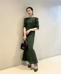 joieveワンピース　rich ruffle green