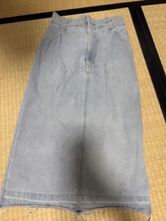切りっぱなしデニムスカート　ウエストゴムのサムネイル