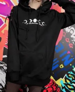 NieR SHOULDER BRAID BLACK HOODIE【月齢】