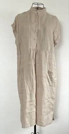 【HEAVENLY】ベージュ 半袖 シャツワンピース