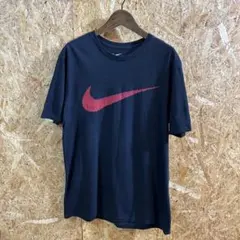 ナイキ　Tシャツ　スウォッシュロゴ　デカプリント　L　ブラック　古着　送料無料