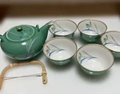 香蘭社　グリーン金蘭　急須　湯呑揃