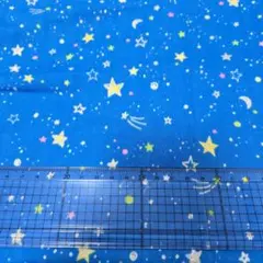 約90~100cm　Wガーゼ　生地　はぎれ　夜空　スター　ブルー