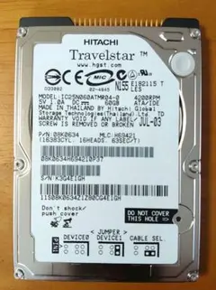 ＨＩＴＡＣＨＩ製２.５インチＩＤＥ接続ＨＤＤ６０ＧＢ