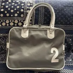 グレー ナンバー2 プリントバッグ