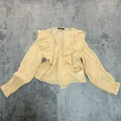 イエロー　黄 フリル　ガーリー　vintage ビンテージ　ヴィンテージ　y2k
