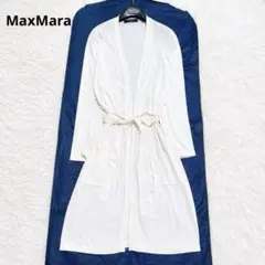 【美品】マックスマーラ サマーロングカーディガン ベルト付き 白 M 手洗い可のサムネイル